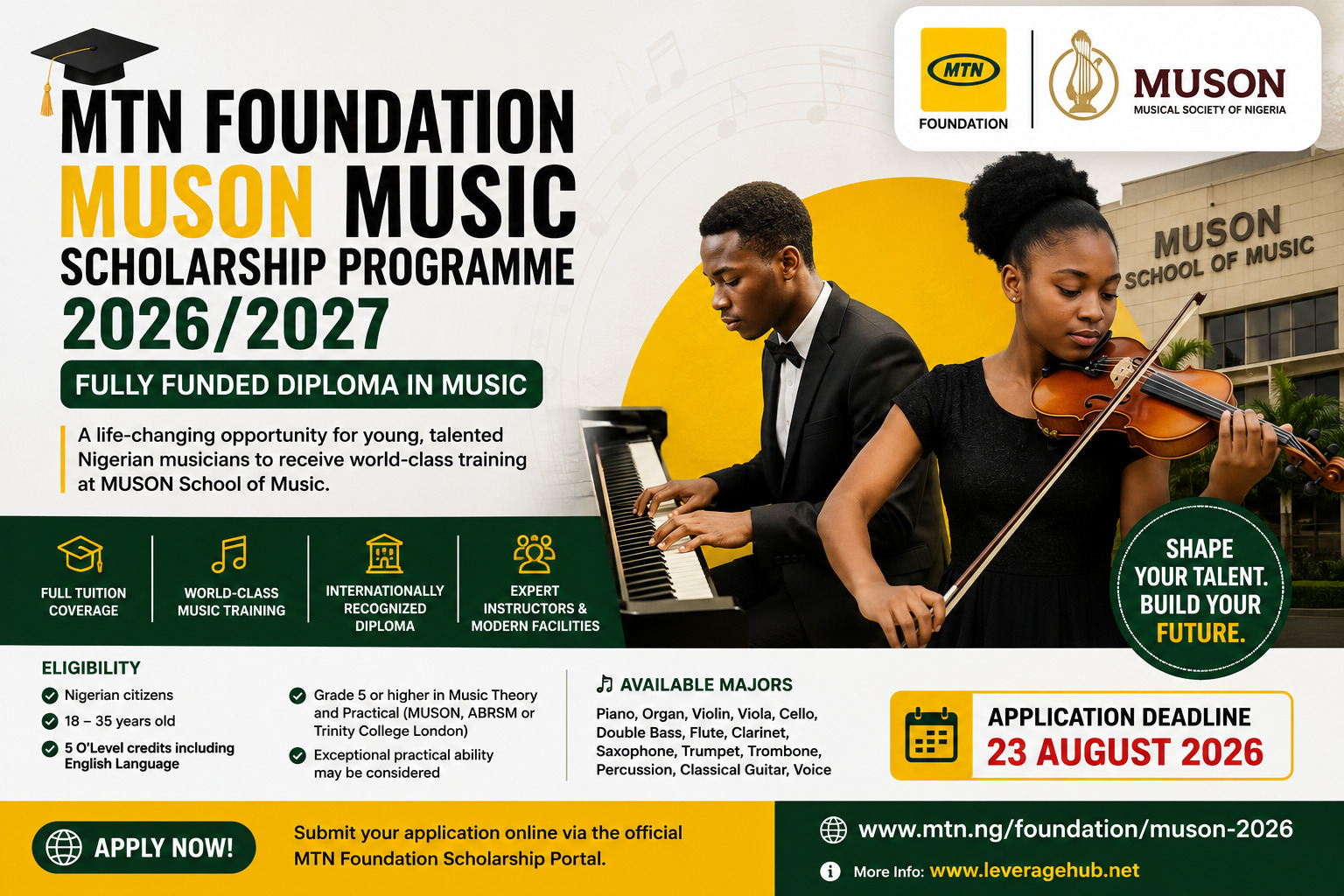 MTN Foundation MUSON Music Scholarship 2026